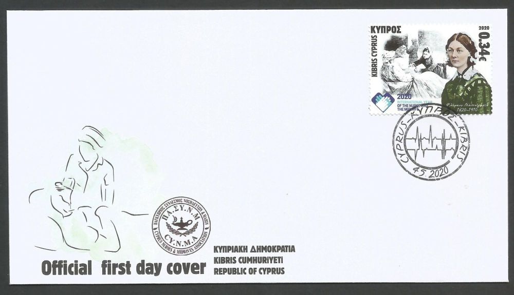 Cyprus Stamps SG 2020 (f) International year of the Nurse and Midwife and 200 years since the birth of Florence Nightingale - Official FDC