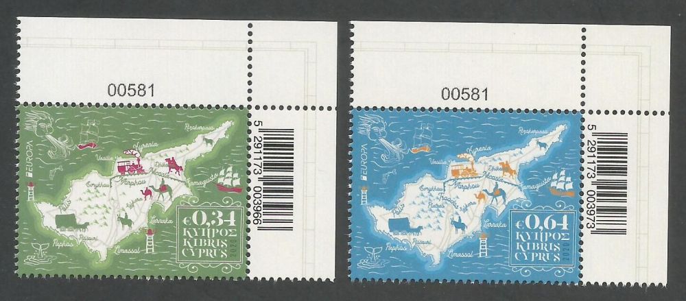 Cyprus Stamps SG 2020 (e) Europa Ancient Postal Routes  - Control numbers M