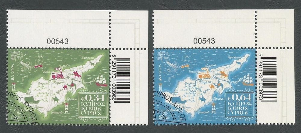Cyprus Stamps SG 2020 (e) Europa Ancient Postal Routes - Control numbers CTO USED (L166)