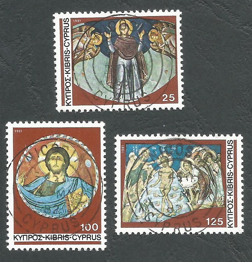 Cyprus Stamps SG 581-83 1981 Christmas murals - CTO USED (L186)