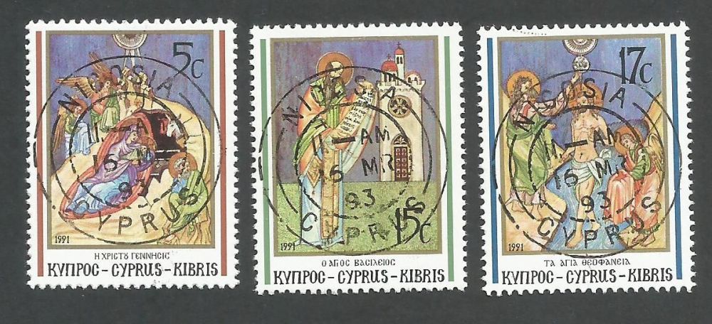Cyprus Stamps SG 808-10 1991 Christmas - CTO USED (L173)