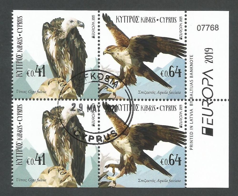 Cyprus Stamps SG 2019 (d) Europa National Birds - Booklet Pane CTO USED