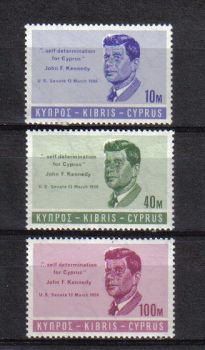 Cyprus Stamps SG 256-58 1965 John F Kennedy - MH