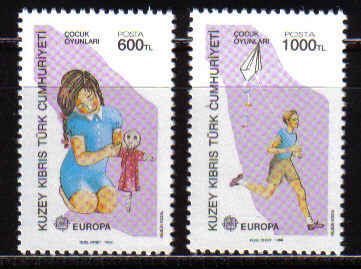 North Cyprus Stamps SG 251-52 1989 Europa Childrens Games - MH