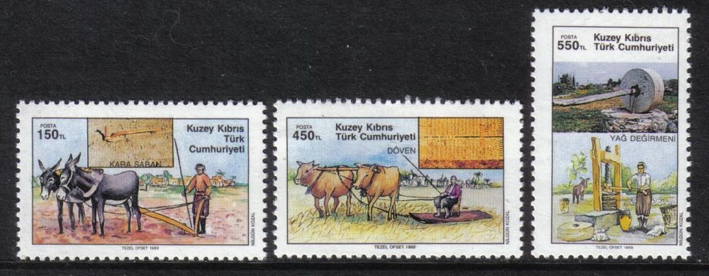 North Cyprus Stamps SG 270-72 1989 Agricultural Implements - MH