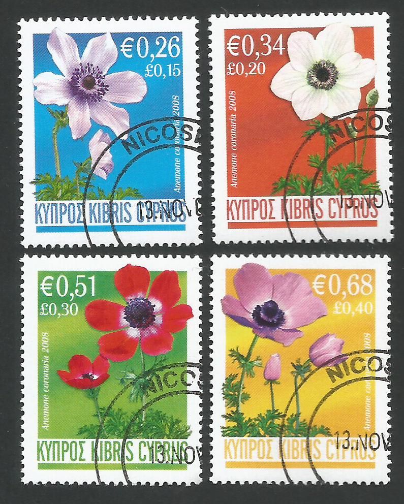 Cyprus Stamps SG 1158-61 2008 Anemone flowers - CTO USED (L273)