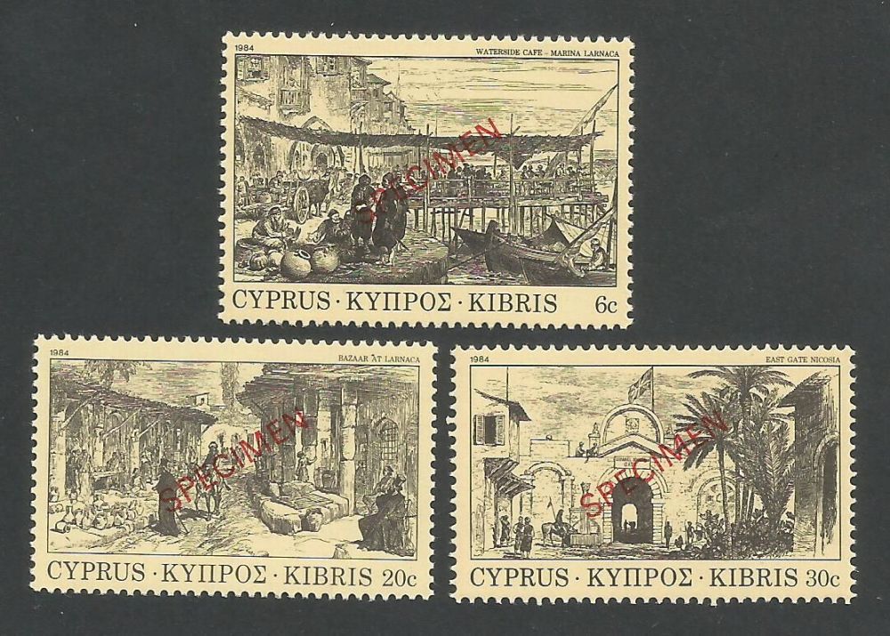 Cyprus Stamps SG 628-30 1984 Old Engravings - Specimen MLH