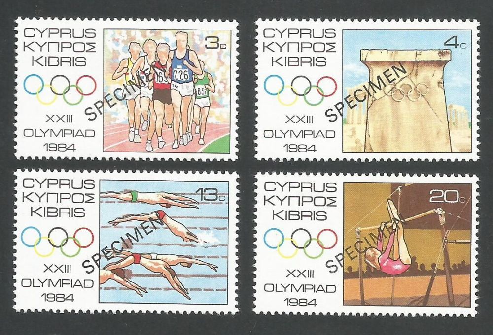 Cyprus Stamps SG 635-38 1984 Los Angeles Olympic Games USA - Specimen MLH