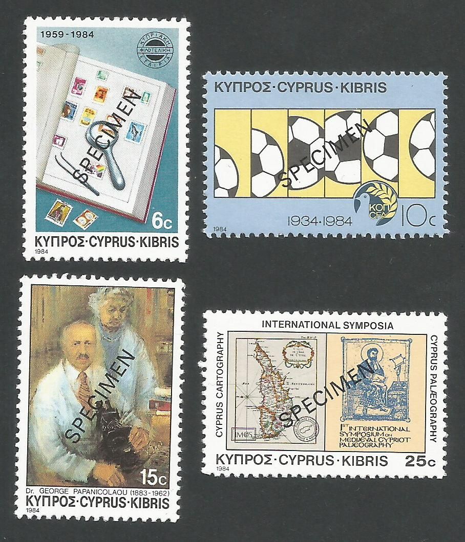Cyprus Stamps SG 641-44 1984 Anniversaries and Events - Specimen MLH