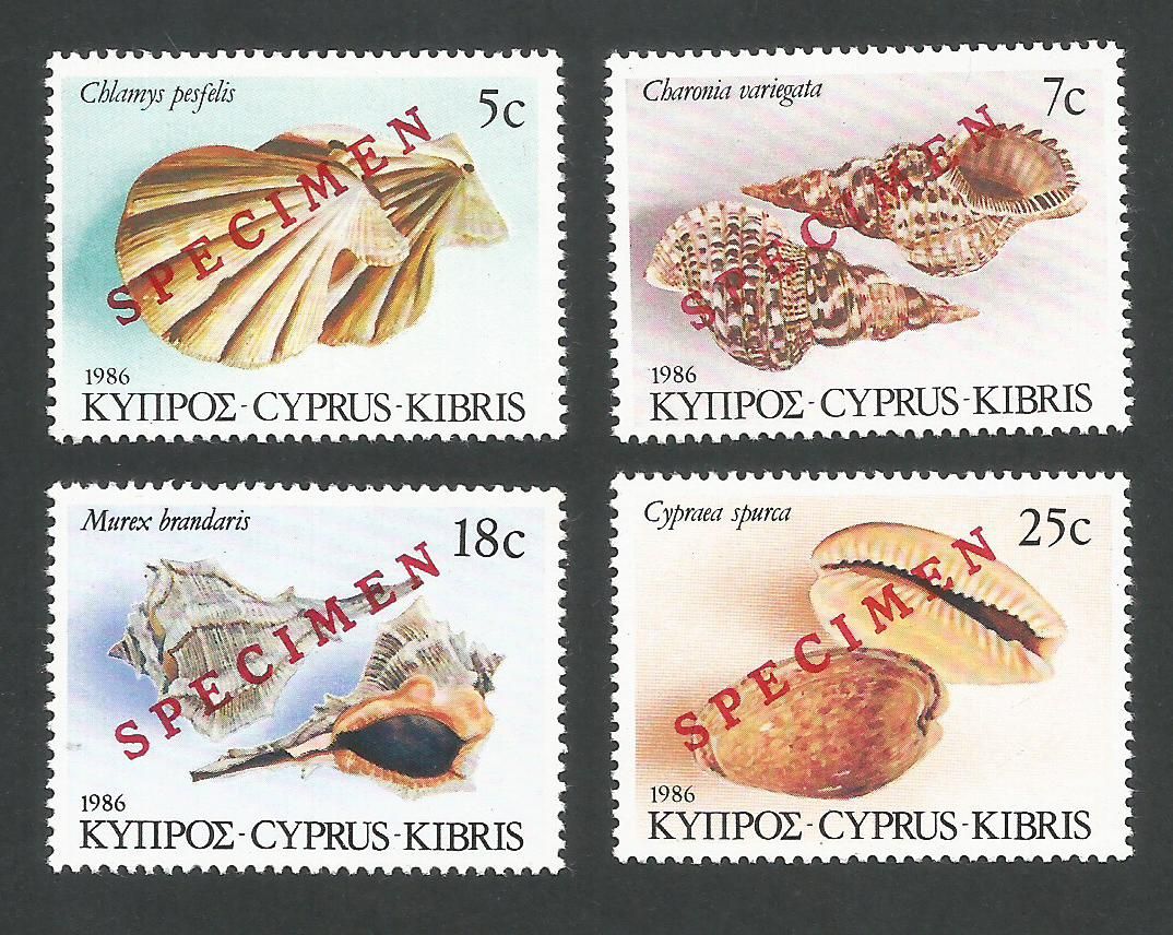 Cyprus Stamps SG 680-83 1986 Seashells - Specimen MLH
