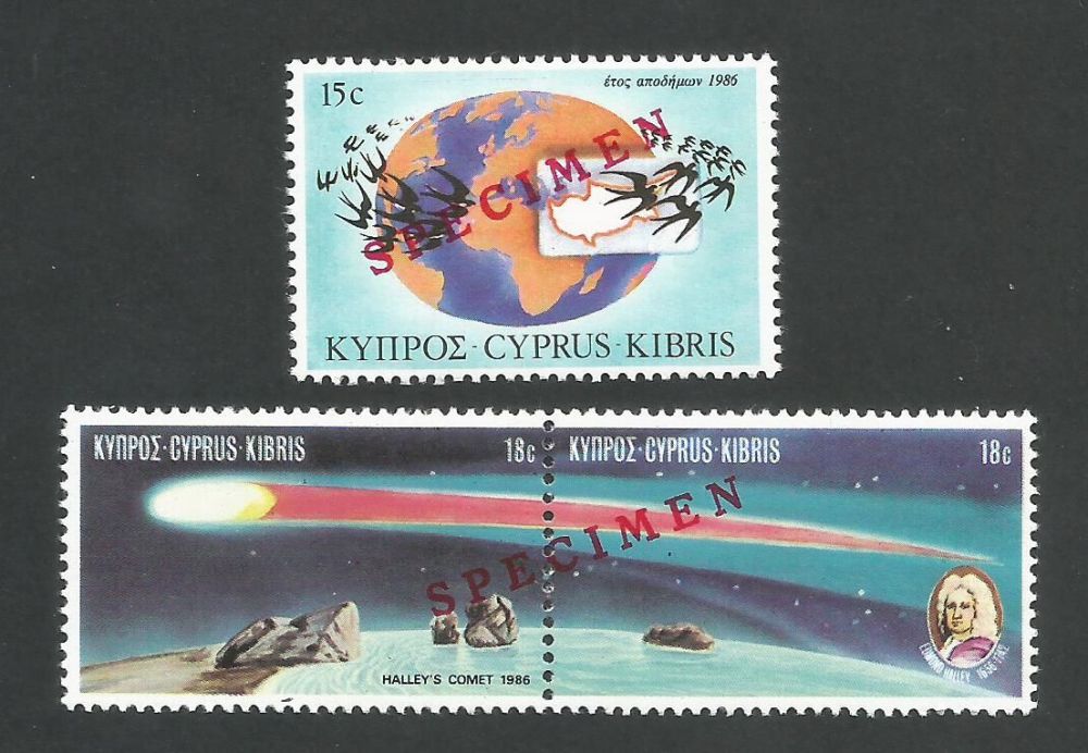 Cyprus Stamps SG 686-88 1986 Anniversaries and events - Specimen MLH