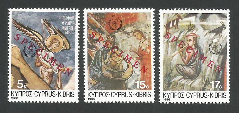 Cyprus Stamps SG 692-94 1986 Christmas - Specimen MLH