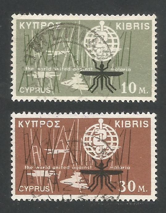 Cyprus Stamps SG 209-10 1962 Malaria Eradication - USED (L285)