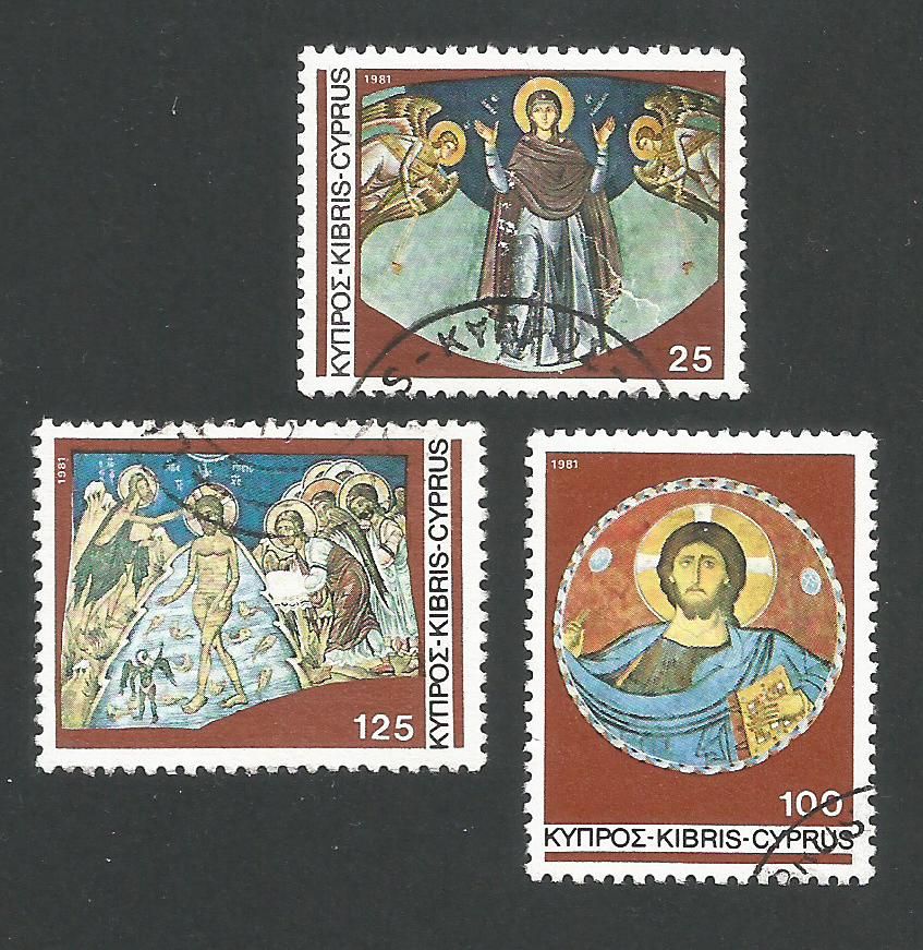 Cyprus Stamps SG 581-83 1981 Christmas murals - USED (L300))