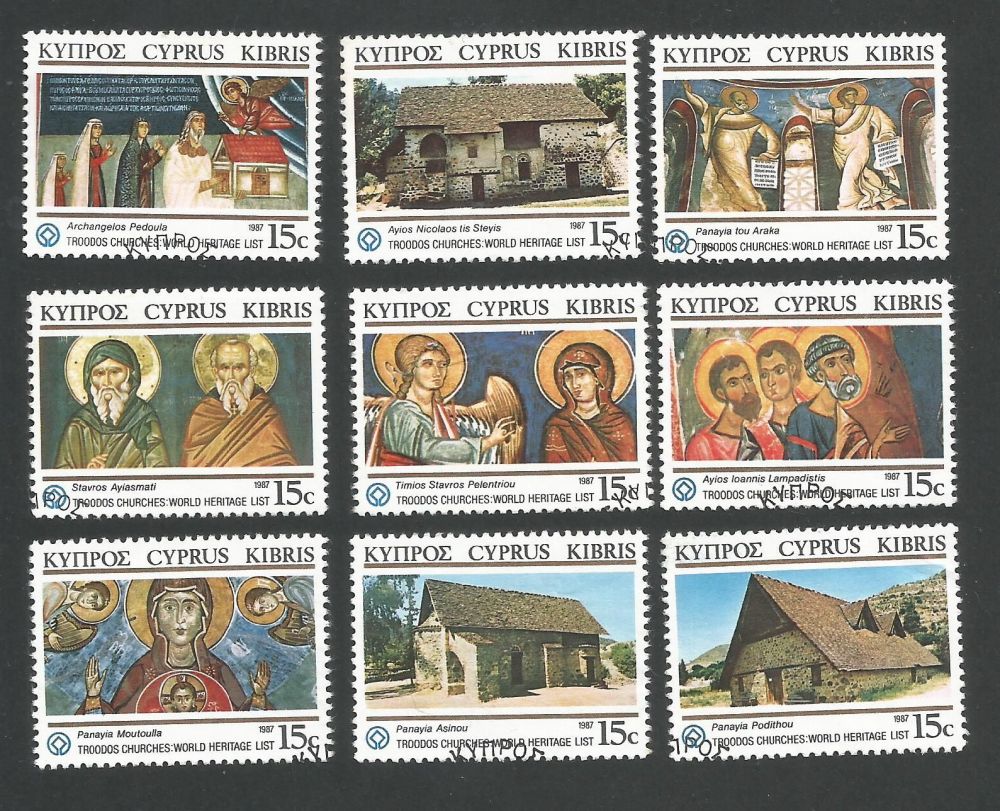 Cyprus Stamps SG 695-703 1987 World Heritage Troodos Churches - USED Sepera