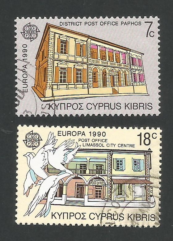 Cyprus Stamps SG 774-75 1990 Europa Post office buildings - USED (L313)