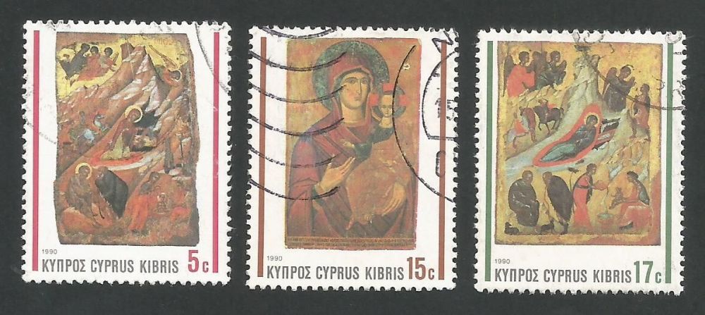 Cyprus Stamps SG 791-93 1990 Christmas Icons - USED (L316)