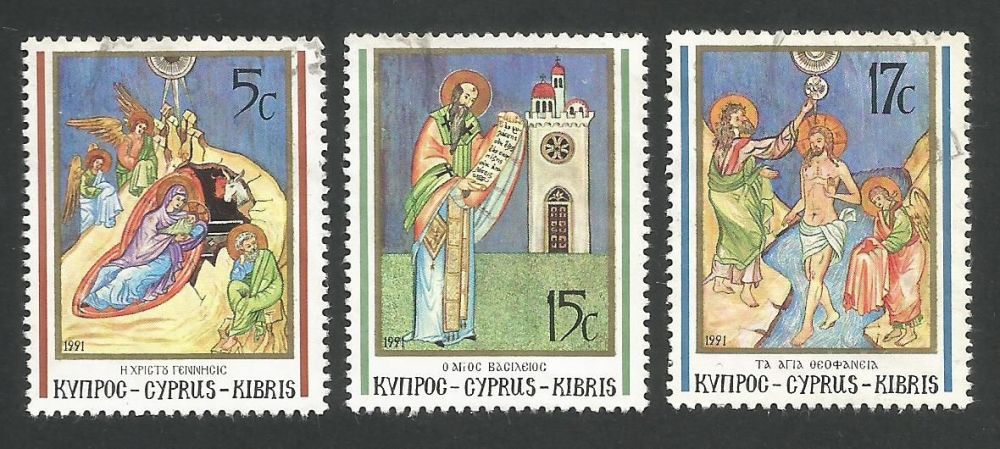 Cyprus Stamps SG 808-10 1991 Christmas - USED (L320)