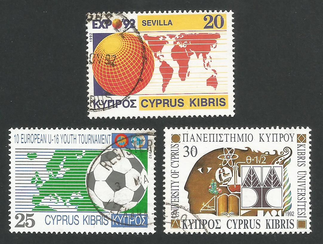 Cyprus Stamps SG 815-17 1992 Anniversaries and Events - USED (L322)