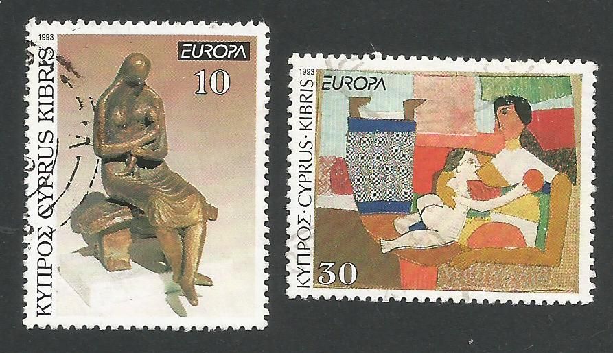 Cyprus Stamps SG 831-32 1993 Europa Art - USED (L329)