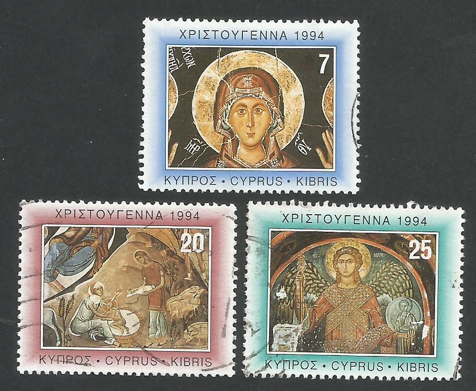 Cyprus Stamps SG 860-62 1994 Christmas Church Paintings - USED (L336)
