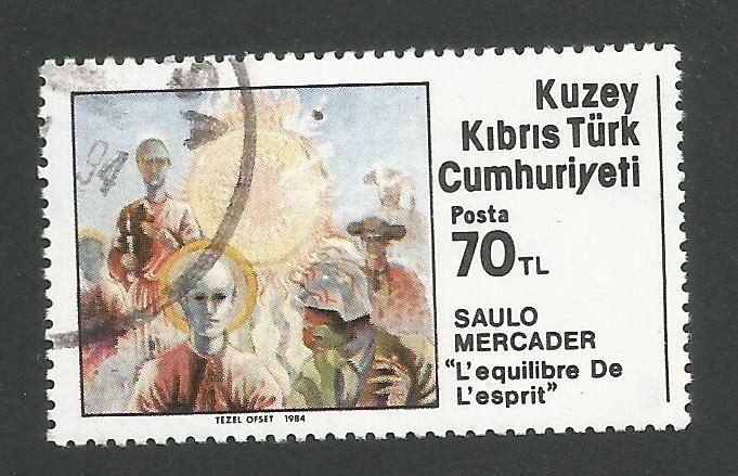 North Cyprus Stamps SG 164 1984 70 TL Saulo Mercader Artist - CTO USED (L397)