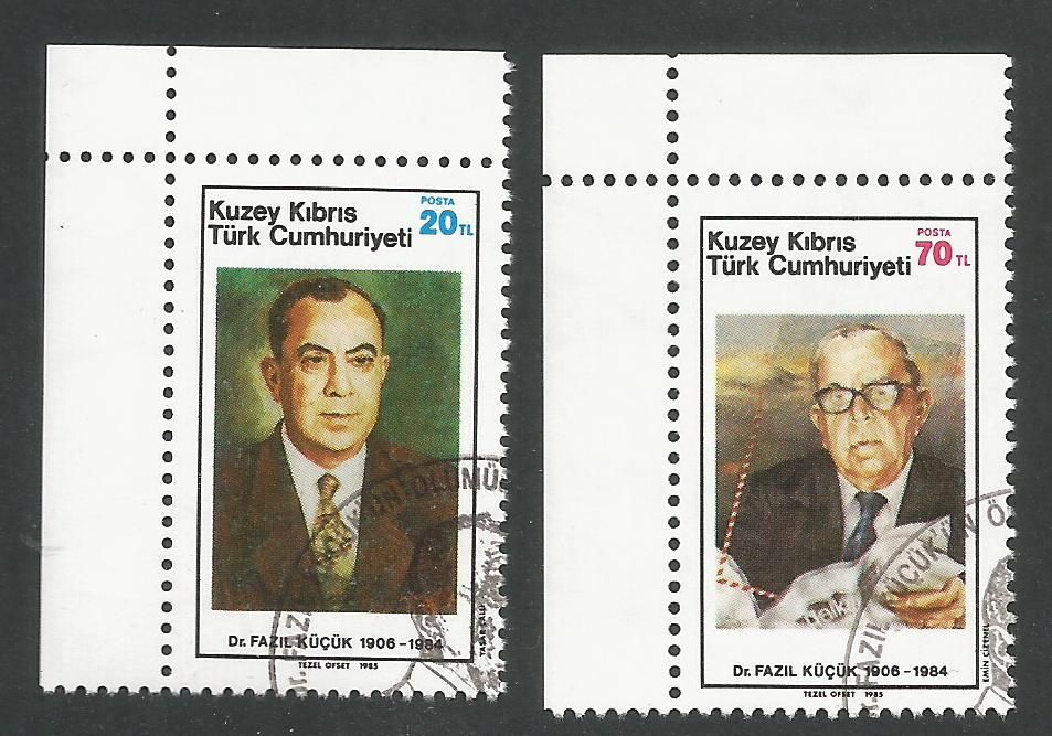 North Cyprus Stamps SG 166-67 1985 1st Anniversary of the death of Dr Fazil Kucuk - CTO USED (L401)