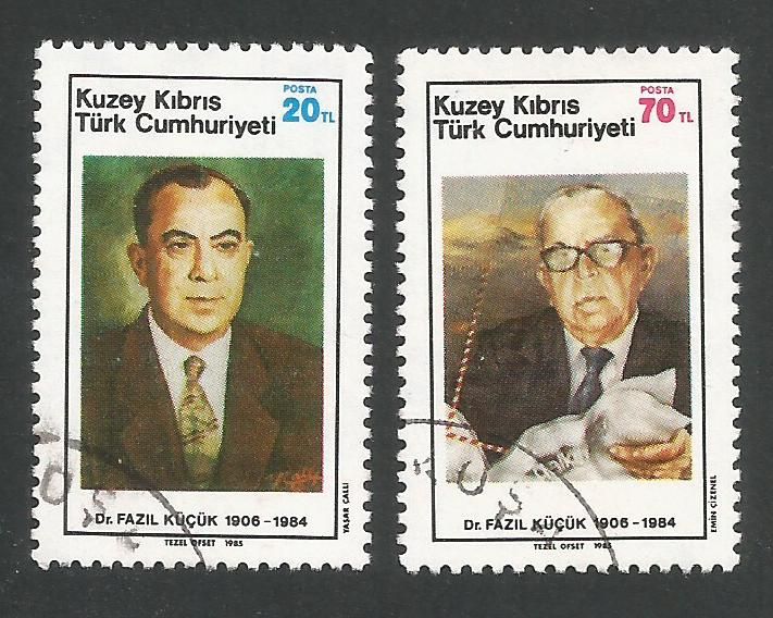 North Cyprus Stamps SG 166-67 1985 1st Anniversary of the death of Dr Fazil Kucuk - USED (L400)