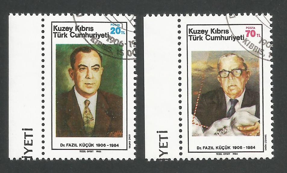 North Cyprus Stamps SG 166-67 1985 1st Anniversary of the death of Dr Fazil Kucuk - CTO USED (L402)