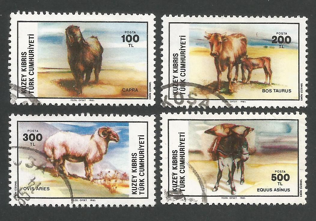 North Cyprus Stamps SG 168-71 1985 Domestic animals - USED (L404)