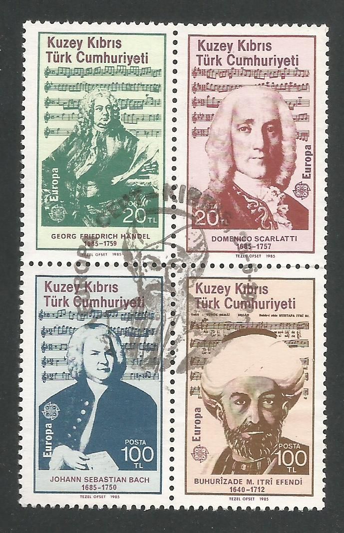 North Cyprus Stamps SG 172-75 1985 Europa "Composers" - USED (L405)
