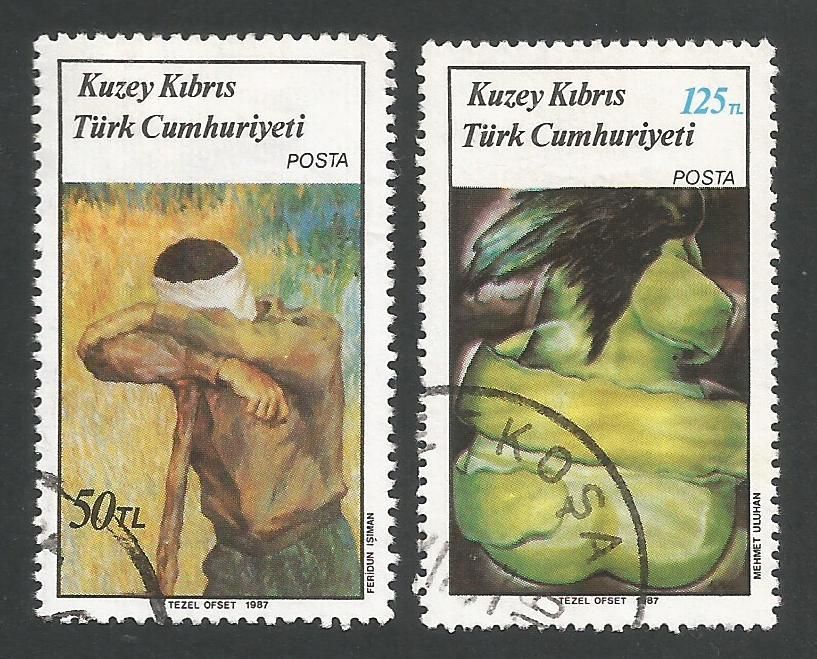 North Cyprus Stamps SG 208-09 1987 Art 6th series - USED (L428)