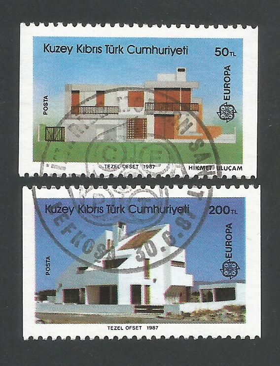 North Cyprus Stamps SG 210-11 1987 Europa Architecture - From Booklet  Sepe