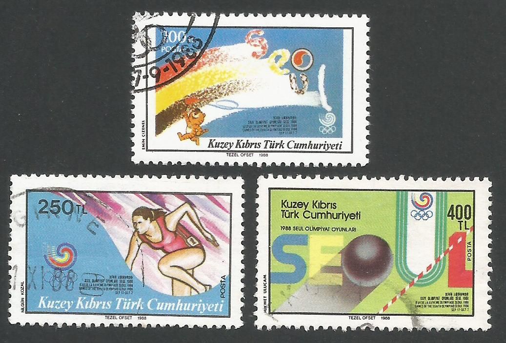 North Cyprus Stamps SG 237-39 1988 Seoul Olympic Games - USED (L446)