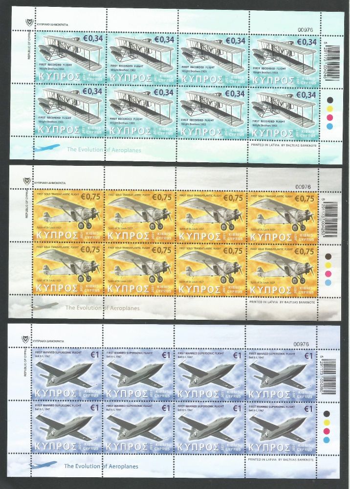 Cyprus Stamps SG 2021 (a) Aeroplanes - Full Sheets MINT