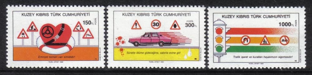 North Cyprus Stamps SG 289-91 1990 Road Safty - MH