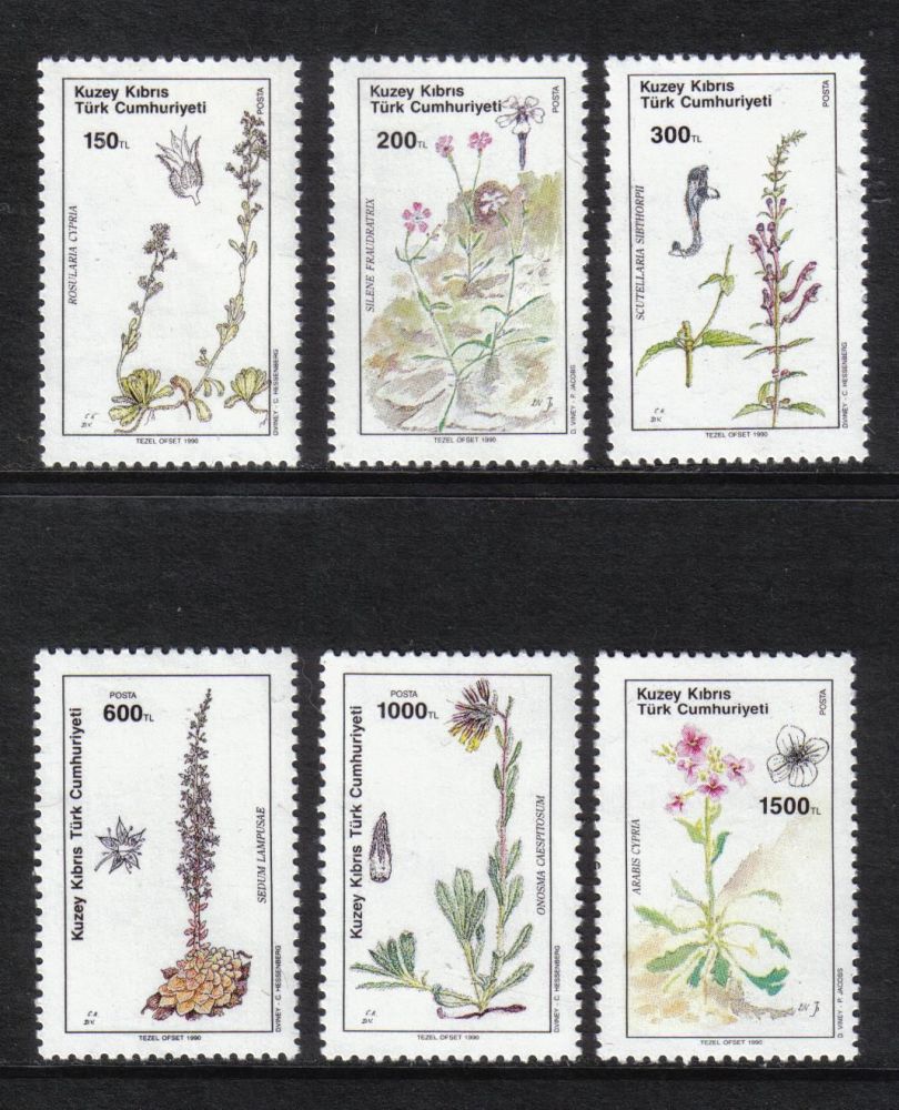 North Cyprus Stamps SG 293-298 1990 Plants - MH