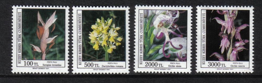 North Cyprus Stamps SG 311-14 1991 Orchids Flowers (2nd Series) - MH