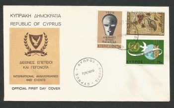 Cyprus Stamps SG 351-53 1970 Anniversaries and Events - Official FDC