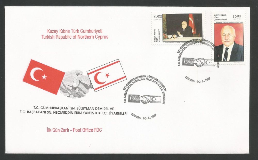 North Cyprus Stamps SG 445-46 1997 Visit of Turkish Prime Minister - Official FDC (L513) *Clearance*