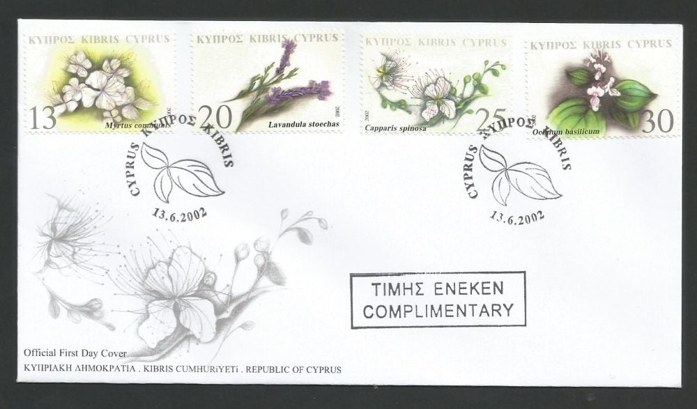 Cyprus Stamps SG 1031-34 2002 Medicinal Plants - Official FDC Stamped Complimentary 