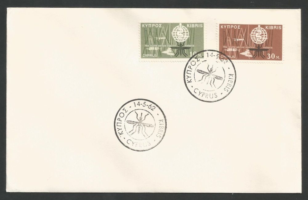 Cyprus Stamps SG 209-10 1962 Malaria eradication campaign - Unofficial FDC 