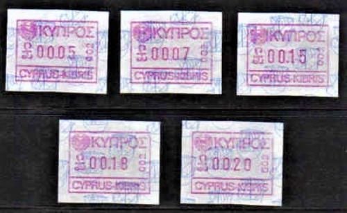 Cyprus Stamps 006-10 Vending Machine Labels Type A 1989 (002) Limassol - FU