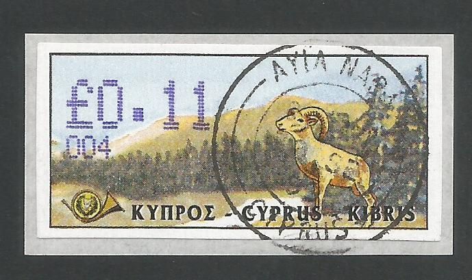 Cyprus Stamps 035 Vending Machine Labels Type D 1999 (004) Ayia Napa 11c - FDI CTO USED (L628)