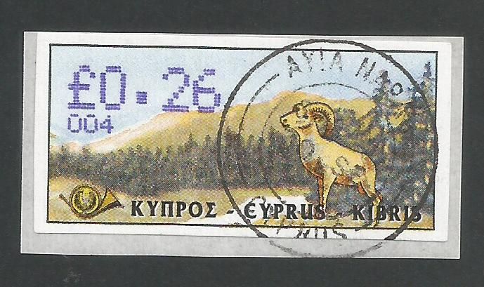 Cyprus Stamps 038 Vending Machine Labels Type D 1999 (004) Ayia Napa 26c - FDI CTO USED (L630)