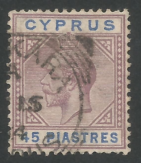 Cyprus Stamps SG 099 1923 45 Piastres - USED (L672)