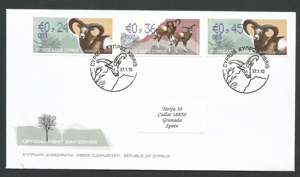 Cyprus Stamps Vending Machine Labels Type H 2010 (003) Nicosia - Official FDC (L597)