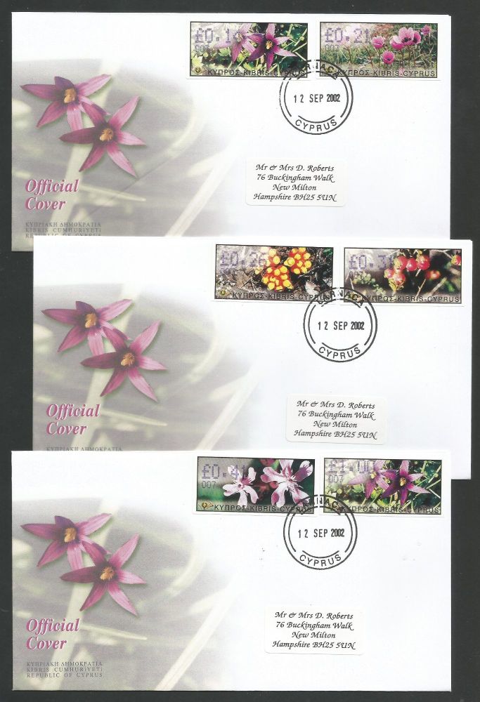 Cyprus Stamps Vending Machine Labels Type E 2002 (007) Larnaka - Official FDC  (L589)