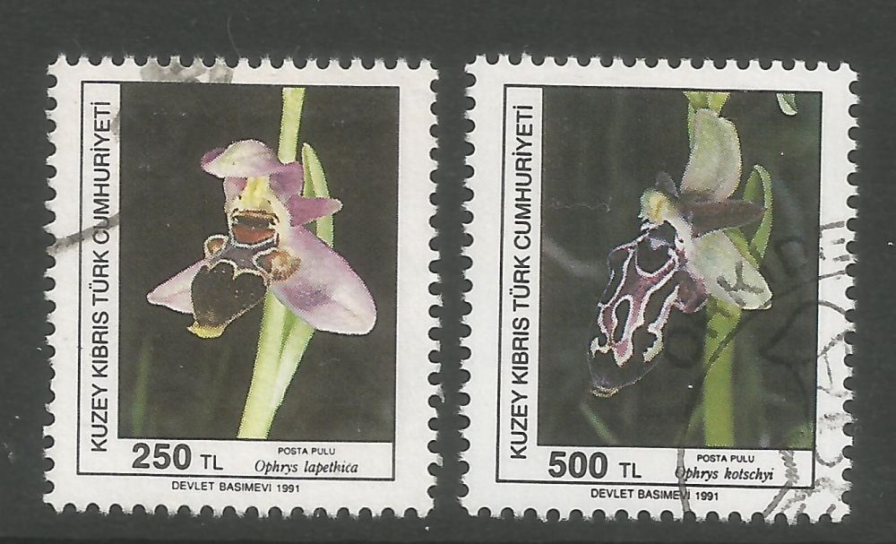 North Cyprus Stamps SG 304-05 1991 Orchids 1st Series - USED (L704)