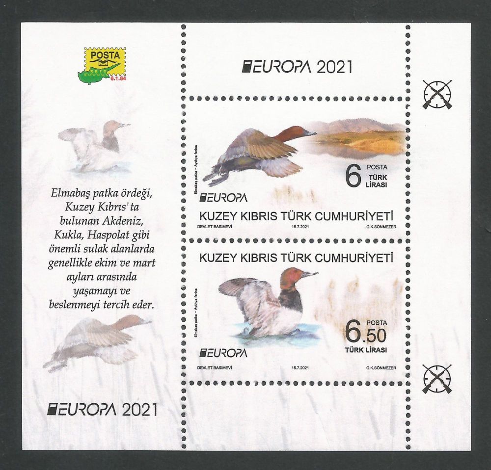 North Cyprus Stamps SG 0864 MS 2021 Europa Endangered National Wildlife Birds Mini Sheet  - MINT
